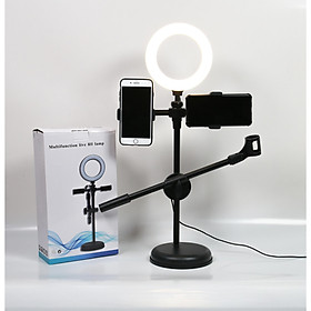 Mua Đèn Livestream 4in1 Để Bàn Có Chân Đỡ Micro Live stream 2 Điện Thoại kèm đèn 16cm - Bộ Giá đỡ Livestream Đa Năng Có Đèn