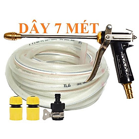 Bộ dây vòi xịt nước ️ , tăng áp 3 lần, loại 7m, 10m 206318 đầu đồng,cút,nối đen