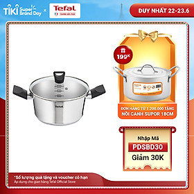 Nồi inox Tefal Simpleo B9054495 20cm (Trắng) - Có thể sử dụng cho bếp từ- Điều chỉnh mức nước dễ dàng - Hàng chính hãng
