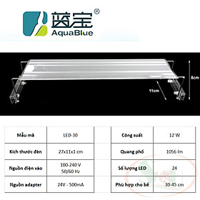 Đèn led Aquablue White 30, 45, 60, 80, 100, 120 cm quang phổ bể cá tép thủy sinh