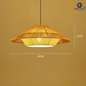 Đèn thả dây thừng SuperVilighting QUANTHUNG-DIABAY treo trần cổ điển decor phòng khách - D600x H210 - Bóng Buld E27