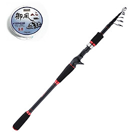 Bộ cần câu cá carbon 2m1 - Kèm máy kim loại ngang câu lure - Tặng kèm Cước BLC13 " Giao Máy Màu Ngẫu Nhiên