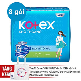 Combo 8 Gói Băng Vệ Sinh Kotex Khô Thoáng LST Maxi Không Cánh (8 Miếng / Gói)