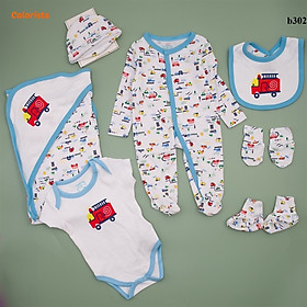 Set 7 chi tiết cho bé sơ sinh màu xanh lam