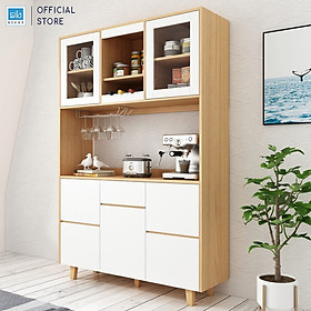 Tủ Bếp Gỗ Để Đồ Nhiều Ngăn Đa Năng Tích Hợp Tủ Vang Thương Hiệu SIB Decor - 140x200x35cm