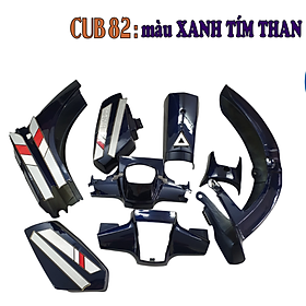 Bộ dàn áo xe Cub 82 màu XANH TÍM - nhựa ABS cao cấp -TKB-1354-2144 