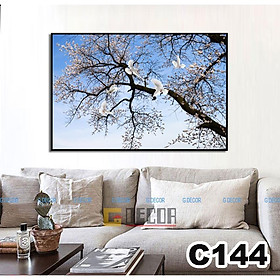 Tranh treo tường canvas 1 bức phong cách hiện đại Bắc Âu, tranh phong cảnh trang trí phòng khách, phòng ngủ, spa C143 - C-144