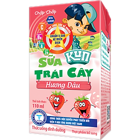 Kun sữa trái cây hương dâu thùng 48 hộp x 110ml