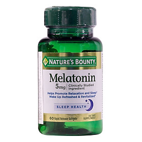Thực Phẩm Chức Năng Hỗ Trợ Điều Hòa Giấc Ngủ Nature's Bounty Melatonin 5Mg (60 Viên) - Trắng
