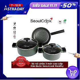 Mua Bộ 3 món nồi chảo đáy từ cao cấp Hàn Quốc Seoulcook Healthy  phong cách Châu Âu hiện đại  dùng được tất cả các bếp/Induction