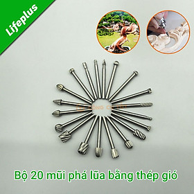 Mua Bộ 20 mũi mài khắc  phá lũa tươi thép gió cao cấp