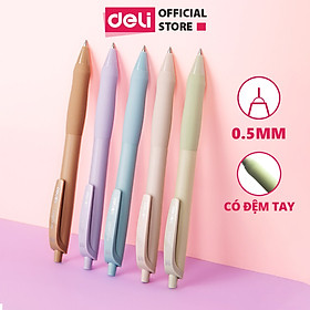 Bút Gel Màu Macaron mẫu mới, Deli Zhen Smooth Series, Ngòi 0.5mm, Mực đen, Mực Gel gốc dầu, Nhanh khô, Khả năng chống nước cao, Ghi Chép, Ghi Chú tiện lợi dùng cho học sinh, văn phòng