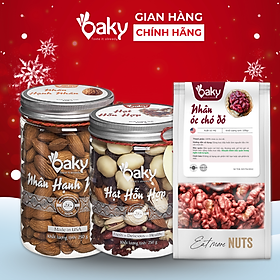 Quà Tặng Oaky - Combo Hạt Dinh Dưỡng Cao Cấp - ÓC CHÓ ĐỎ, HẠNH NHÂN, HẠT HỖN HỢP - Tặng Túi Giấy