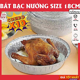 Combo 10 Khay Giấy Bạc Lót Nồi Chiên Không Dầu, Lò Nướng - Khuôn Đĩa Nhôm Đựng Thức Ăn, Thực Phẩm Size 18cm Dùng Cho Nồi Chiên Không Dầu 3-5L