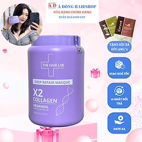 Mặt nạ ủ tóc Phục hồi chuyên sâu The Hair Lab X2 Collagen Argan Oil mềm mượt, không bết dính hương thơm + Gội xả gói Karseell 15ml