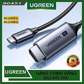 Cáp chuyển USB-C to HDMI 8K60Hz 4K144Hz HDR 1,5m Ugreen 90451 CM565 hàng chính hãng