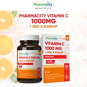 Viên hỗ trợ đề kháng, giảm mệt mỏi Pharmacity Vitamin C 1000mg + Zinc & Rosehip (Chai