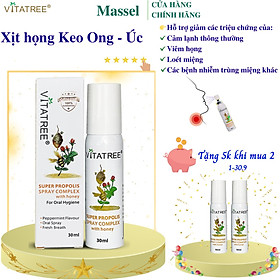 Xịt họng keo Ong Úc Vitatree Super Propolis Spray Complex with Honey Giúp bổ sung kháng khuẩn tự nhiê, Giảm đau rát viêm họng, ho, nhiệt lỡ miệng - Massel Official