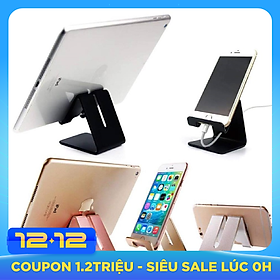 Giá Đỡ Điện Thoại, Máy Tính Bảng Kim Loại Nguyên Khối Có Khe Luồn Sạc