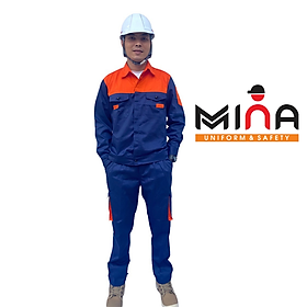 Mua QUẦN ÁO BẢO HỘ LAO ĐỘNG - Tím Than Phối Cam - Vải KAKI 31 - Quần Túi Hộp