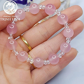 VÒNG CHUỖI HỒNG PHỐI CƯỜM TRẮNG SIZE 10LY