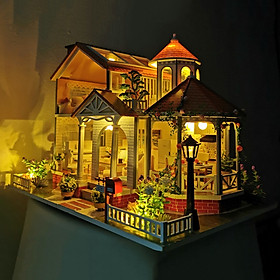 Mô hình nhà DIY Doll House Coloured Glaze Time Kèm Mica Chống bụi