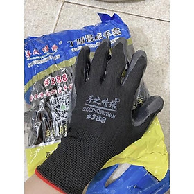 Mua Bịch 12 đôi gang tay phủ sơn 388 màu xanh  màu đen