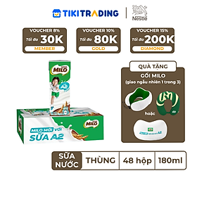 Thùng 48 Hộp Sữa Nestlé MILO A2 MỚI (180ml / Hộp)