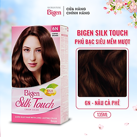 Thuốc nhuộm dưỡng tóc phủ bạc thảo dược Bigen Silk Touch Thương hiệu Nhật Bản Sắc Màu trẻ trung 80ml dạng kem - BST 6N