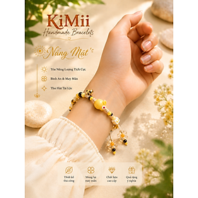 Vòng Tay Nữ NẮNG MẬT Chữ Cái Theo Yêu Cầu KiMii Handmade Charm Thỏ và Đá Tự Nhiên Vòng Tay Nữ Dây Rút Thủ Công V30