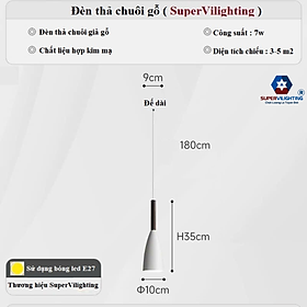 Mua Đèn thả phòng ngủ decor bàn ăn chuôi gỗ SuperVilighting CHUOIGO-D100 phong cách hiện đại