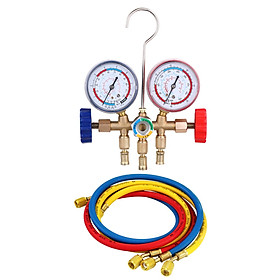 Refrigerant Manifold Gauge Set Air Conditioning Tools with Hose and Hook for R12 R22 R404A R134A