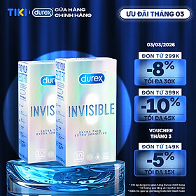 COMBO 2 HỘP BAO CAO SU DUREX INVISIBLE EXTRA THIN EXTRA SENSITIVE 10S (10 bao/hộp)