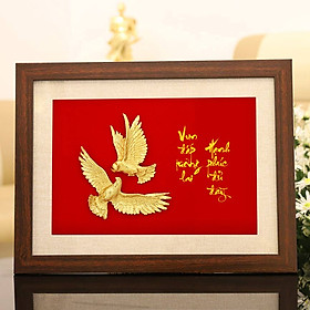 Mua Tranh Đôi Chim Bồ Câu Mạ Vàng 24K - Quà tặng mừng đám cưới cao cấp  ý nghĩa  độc đáo cho cô dâu chú rể
