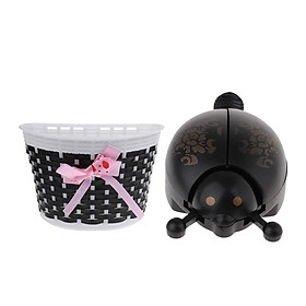 Children Bike Handlebar Front Basket + Cycle Novelty Ladybug Bell Horn