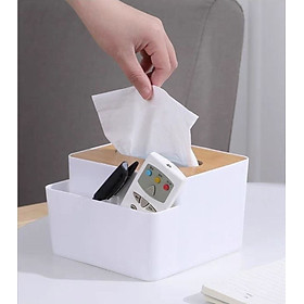 Mua Hộp  Kệ Đựng Khăn Giấy Ăn Nắp Gỗ Nordic Kèm 2 Ngăn Chứa Đồ Đa Năng Tiện Lợi
