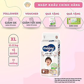 Tã quần Moony Natural siêu cao cấp M46/L36/XL32 - Nhập Khẩu Chính Hãng