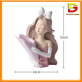 Mua Bình Hoa Tượng Cô Gái Bê Đĩa Phong Cách Bắc Âu Decor Trang Trí Nhà Cửa Sang Trọng DG-151