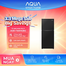 [DAILY] Tủ lạnh AQUA 130L ngăn đá trên AQR-T160FA(BS) - Freeship toàn quốc - Hàng chính hãng