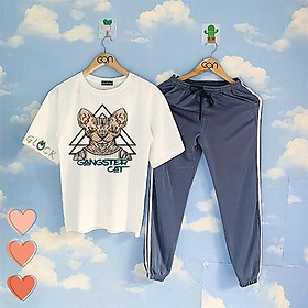COMBO TIẾT KIỆM Set Đồ Bộ Áo Thun Tay Lửng Quần Kẻ 3Sọc, Quần Ulzzang 2 Sọc