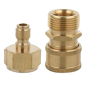 2pcs Brass Garden Hose Quick Connector Easy Connect Fitting M22 Male and M22 Female Set