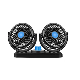 Car Cooling Fan with Dual Head 360 Degree Rotatable 2 Speed 12V DC Strong Power Low Noise Cigarette Lighter for SUV VAN Vehicles