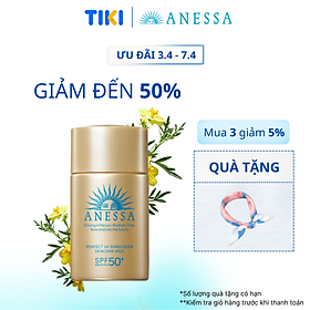 Kem chống nắng dạng sữa dưỡng da kiềm dầu bảo vệ hoàn hảo Anessa Perfect UV Sunscreen Skincare Milk SPF 50+ PA++++ 20ml