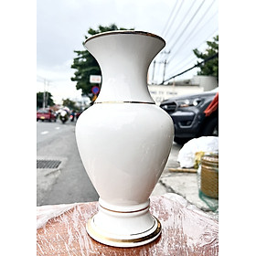 Mua Bình hoa thờ cúng sứ họa tiết đá hoa cương Cao 30cm- Màu Trắng