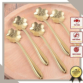 Mua Thìa Cà Phê INOX MẠ VÀNG Tân cổ điển với họa tiết Hình Hoa mang phong cách quý tộc sang trọng.