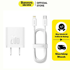 Bộ sạc nhanh cho điện thoại 20W Baseus GaN5 Fast Charger 1C (Gồm củ sạc và dây sạc C sang IP)-Hàng chính hãng