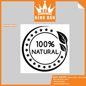 Set 100/200 sticker NATURAL 100% (2.5x2.5cm) tem dán mini 100% TỰ NHIÊN dành cho shop (4.014)