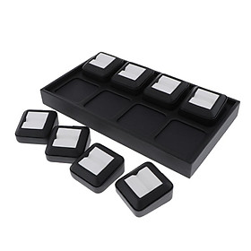 8 Pieces Gem Display Storage Box Jewelry  Holder with Tray