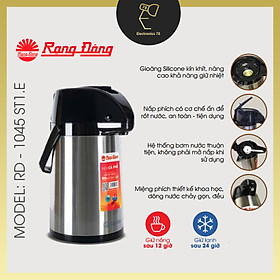 Mua Phích nước nóng Inox cao cấp  Phích giữ nhiệt Rạng Đông 2045 ST1.E - Cần bơm rót nước  1-2 Lít - Đế xoay 360 độ