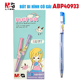 Hộp bút bi M&G ABP40933 hình cô gái 0.5mm màu xanh-40 cây
